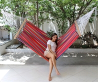 MEXICO ROSE  Hamac en tissu avec des barres en bois 160 cm